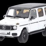 Front view of a grey Mercedes-Benz G 580 with EQ Technology toy car, AMG Line, showcasing its detailed grille and headlights