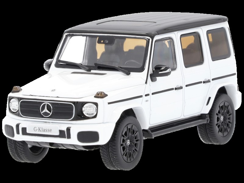 Front view of a grey Mercedes-Benz G 580 with EQ Technology toy car, AMG Line, showcasing its detailed grille and headlights