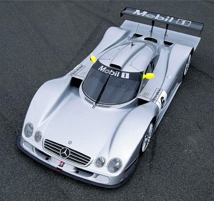 1999 Mercedes Benz CLR race car in motion on track