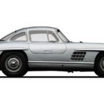 1955 Mercedes 300 SL Gullwing advertised in 1970, highlighting its low mileage and Rudge wheels.