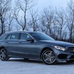 Sleek front quarter view of the 2018 Mercedes C300 Wagon showcasing its elegant design