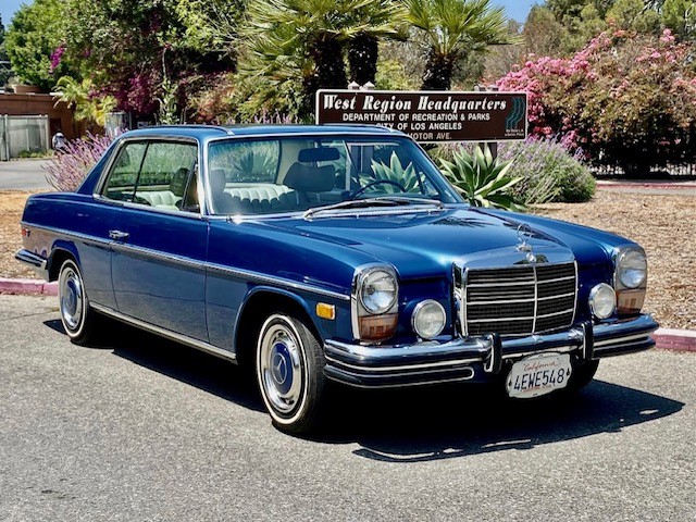 Front view of an antique Mercedes 250C, a classic cruiser