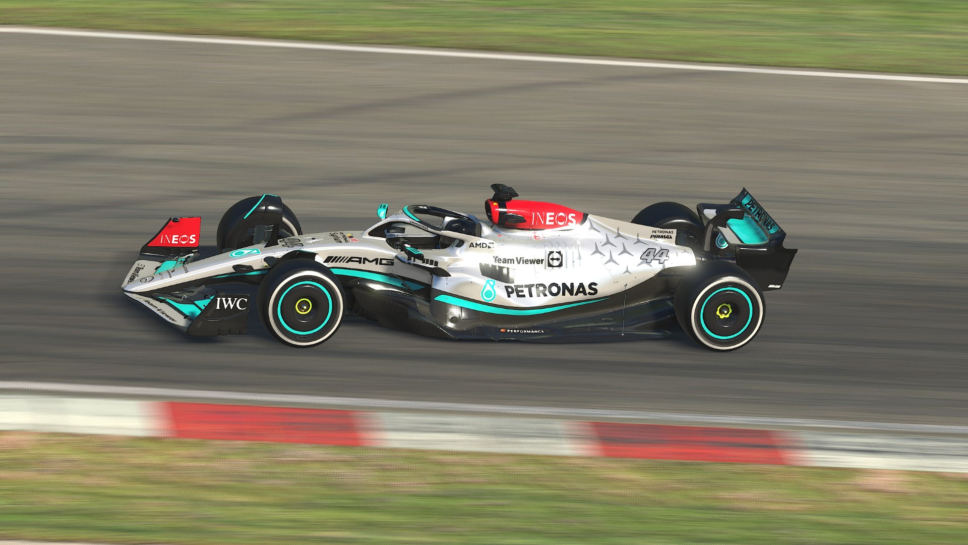 Mercedes-AMG W13 front view on track