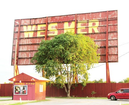 Wesmer Drive-In Theater Ticket Booth and Screen in Mercedes TX