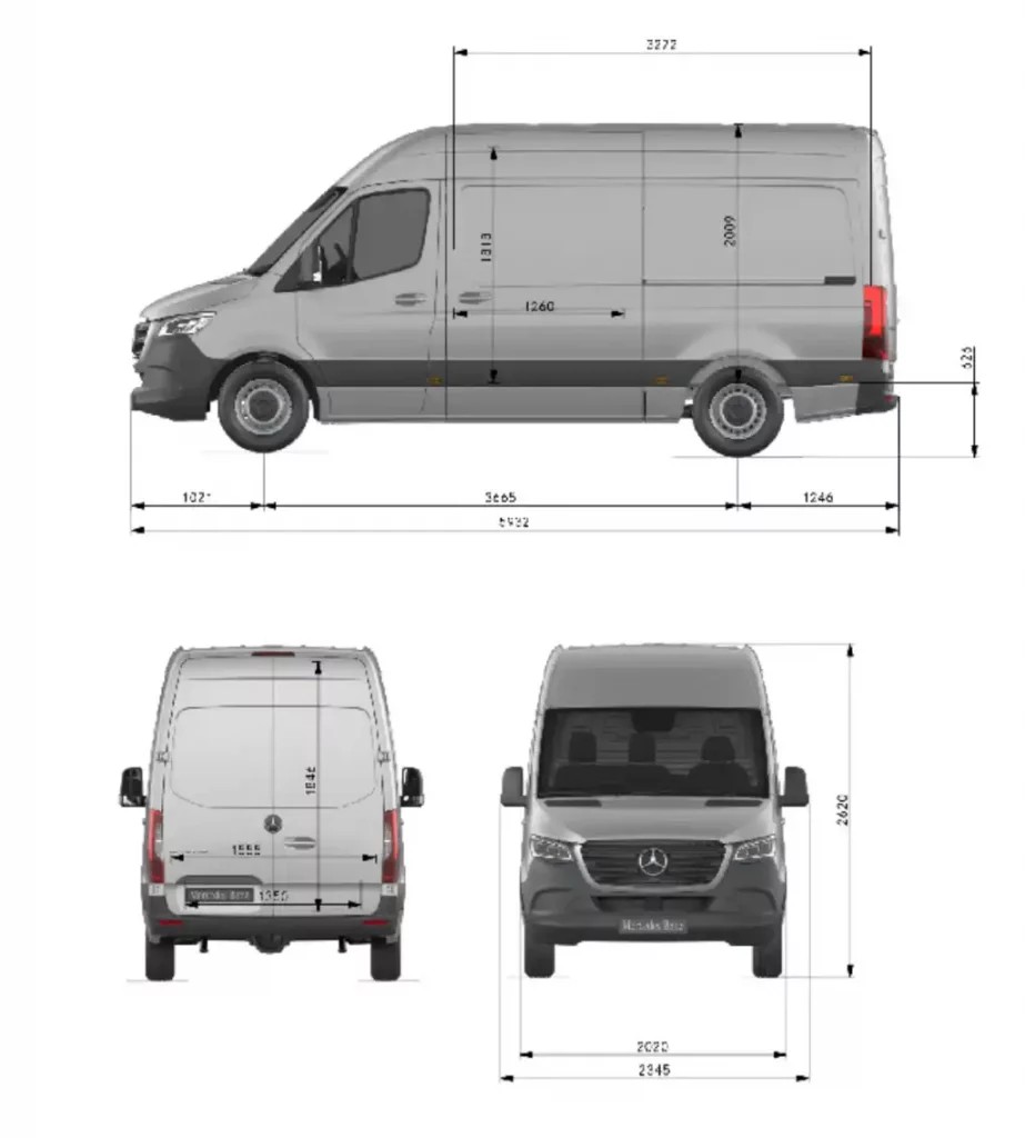 Mercedes-Benz Sprinter L2H2 dimensions diagram