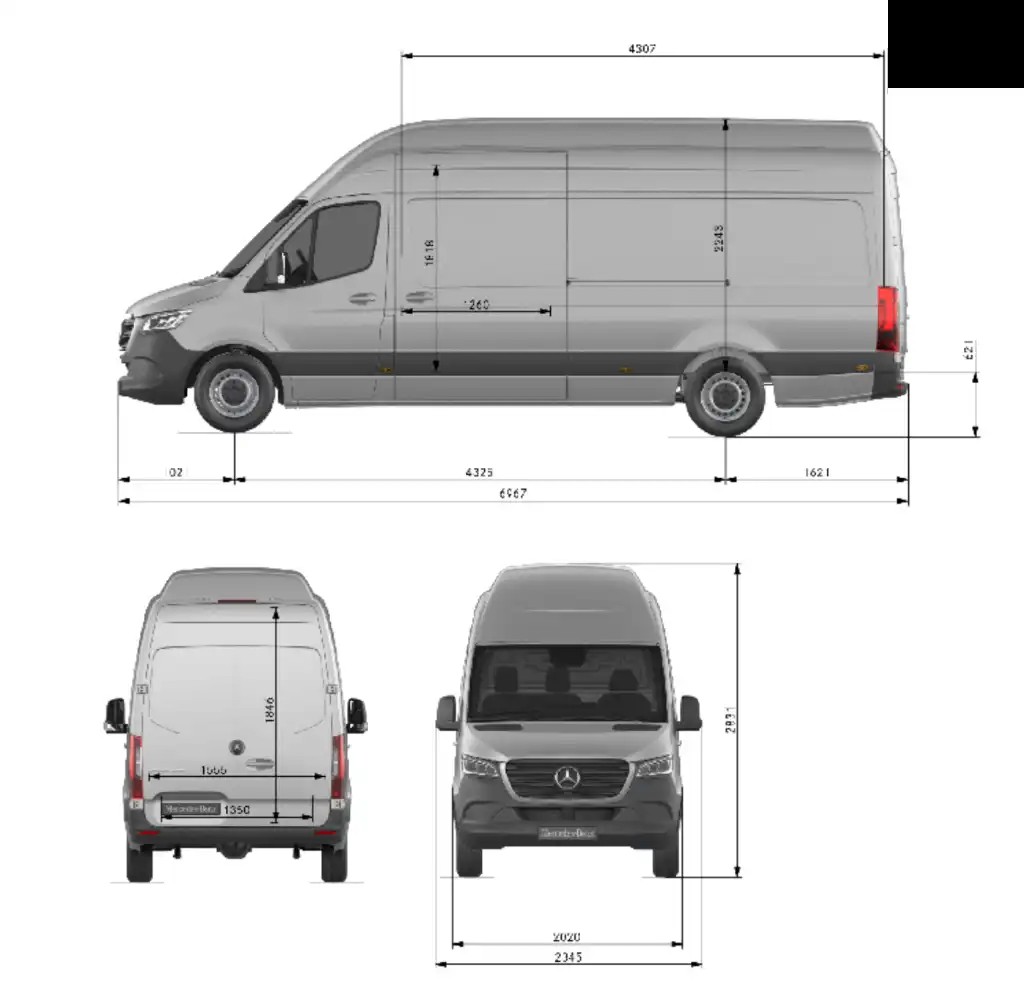 Mercedes-Benz Sprinter L3H3 dimensions diagram