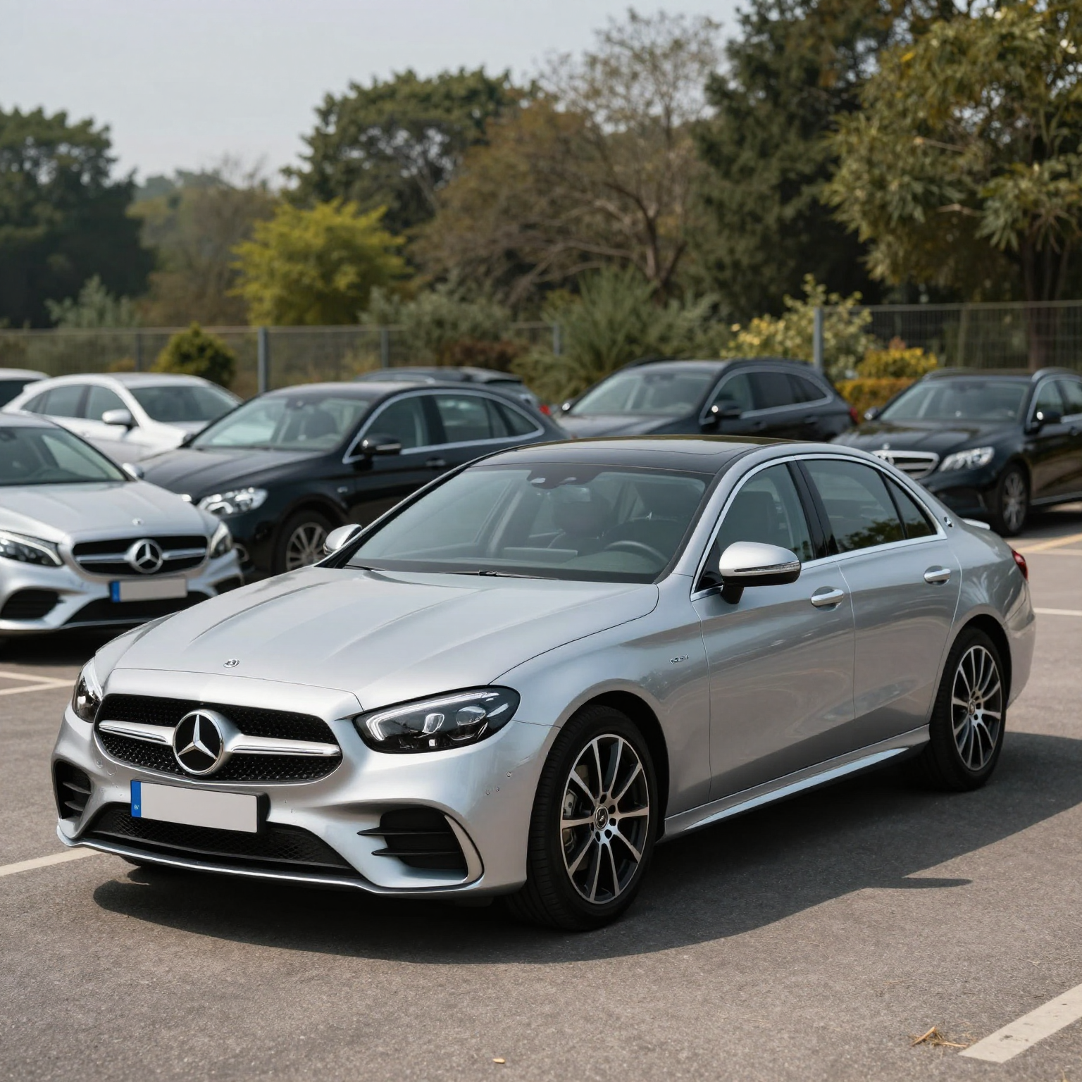 Sleek silver Mercedes-Benz sedan