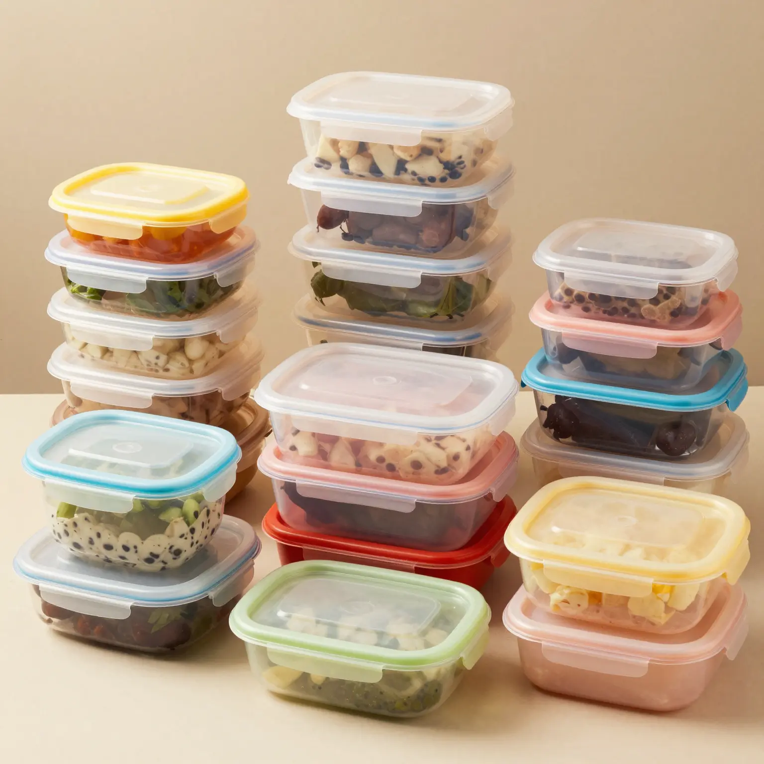 Different styles of plastic food containers suitable for food service applications