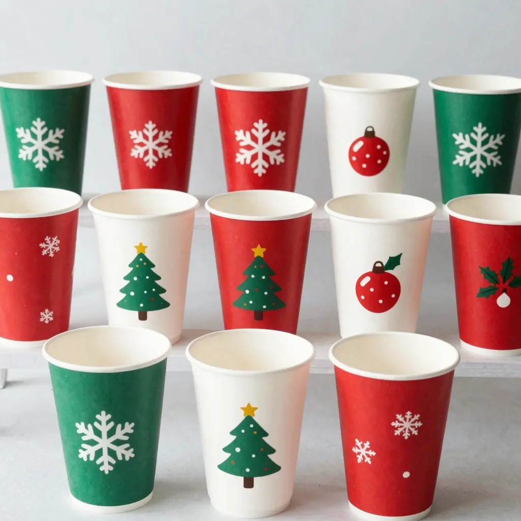Christmas-themed disposable cups