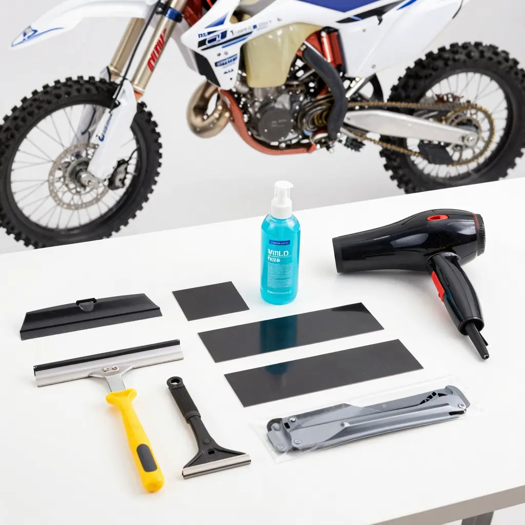 Clean Workspace Setup for Installing Motorcycle Graphics