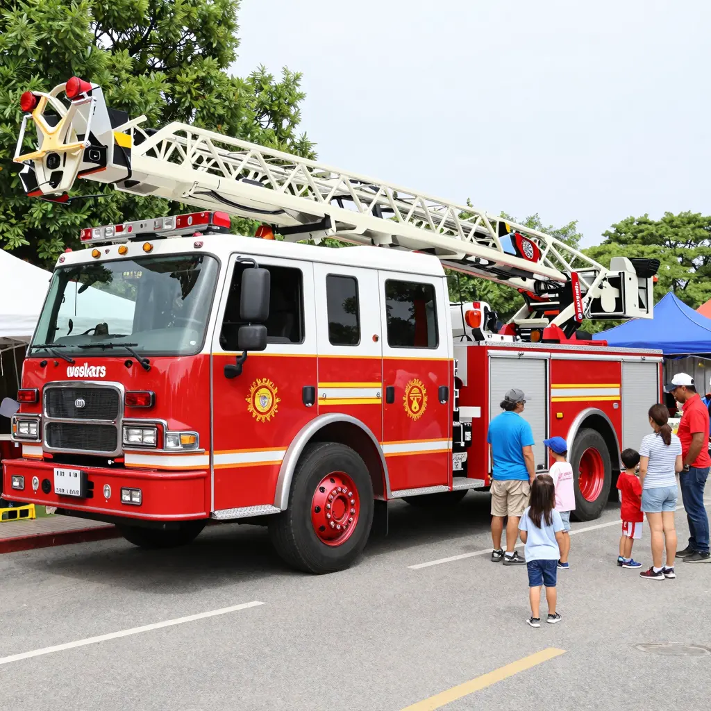 Community Event with Fire Truck Ladder Truck