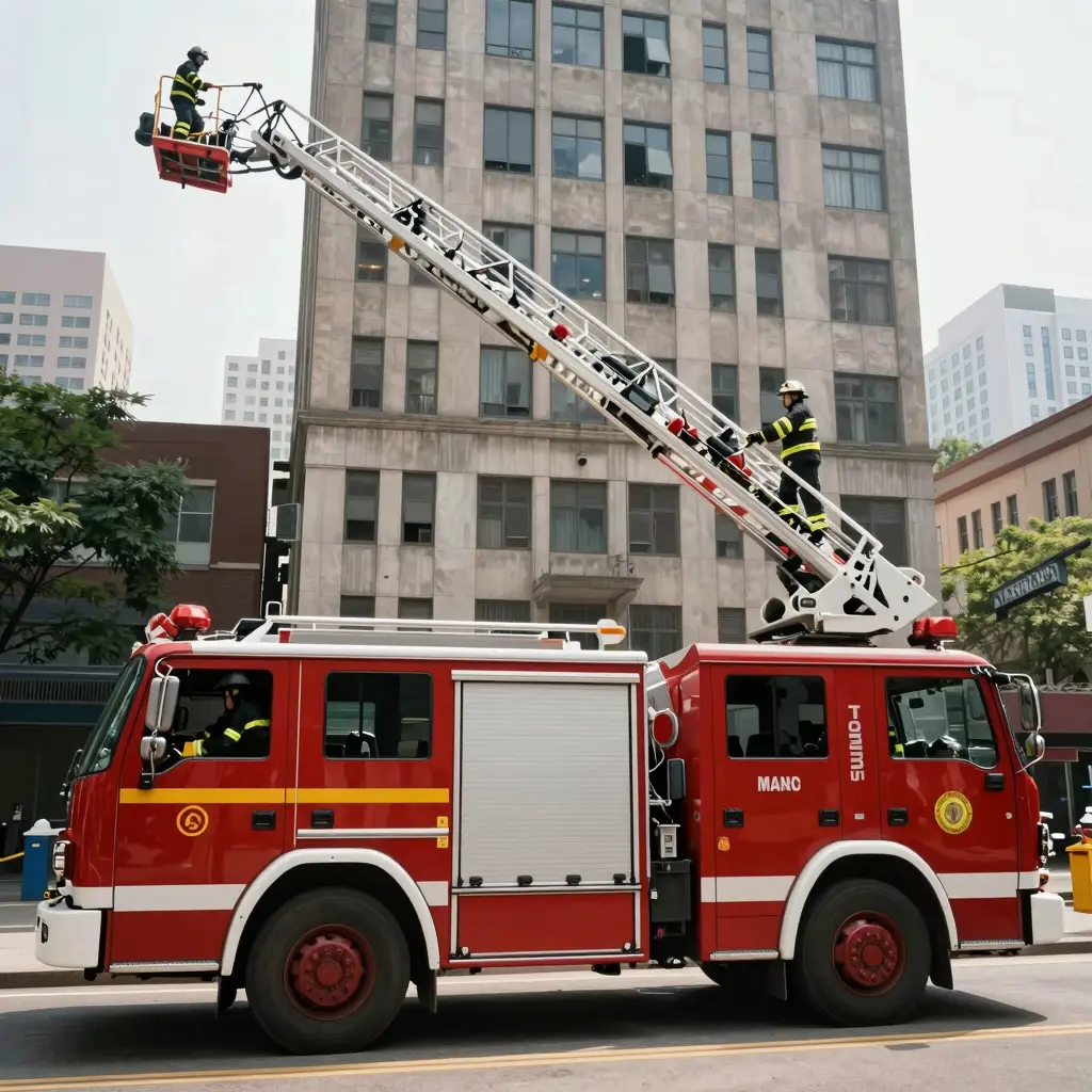 Ladder Truck in Urban Rescue Operation