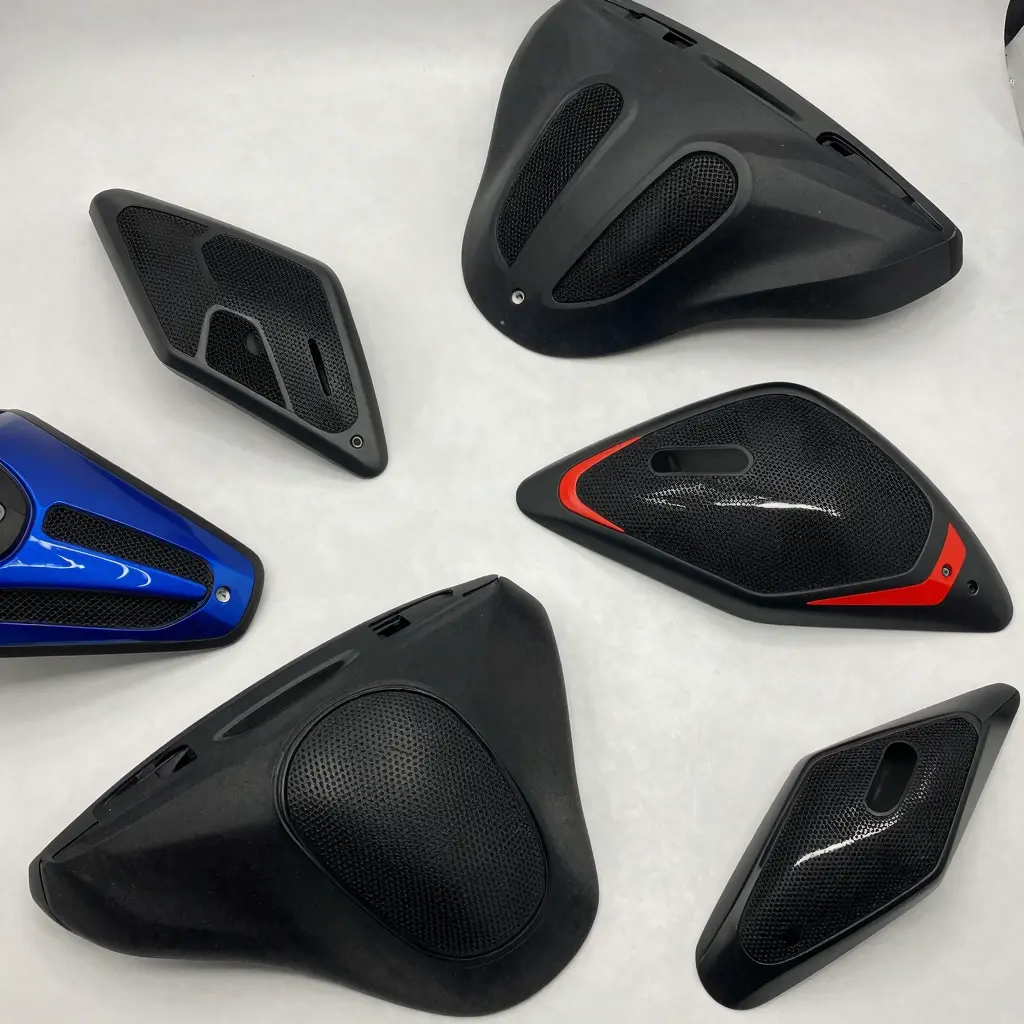 Stylish motorcycle fairings with speaker grills