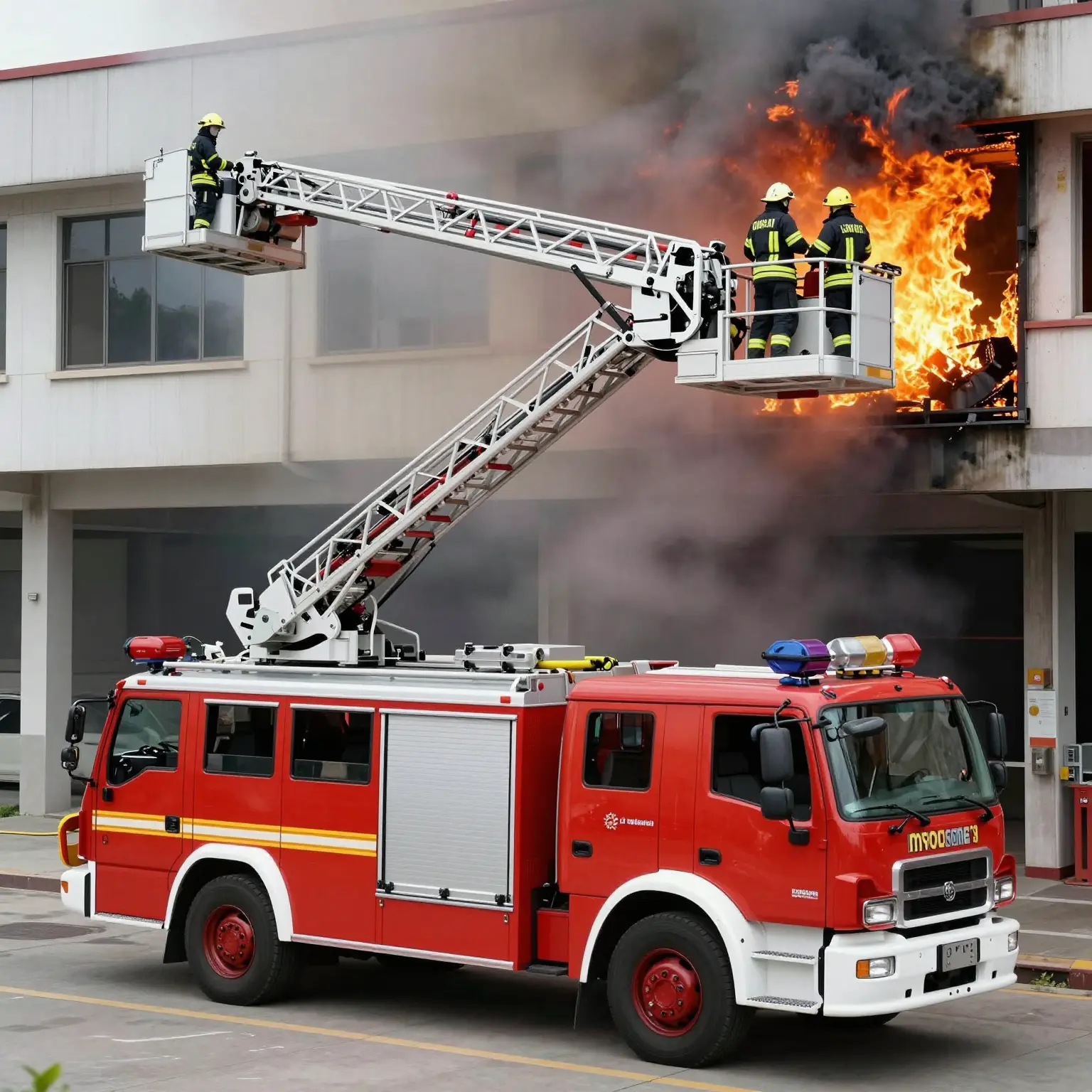 Aerial Platform Fire Truck in Action
