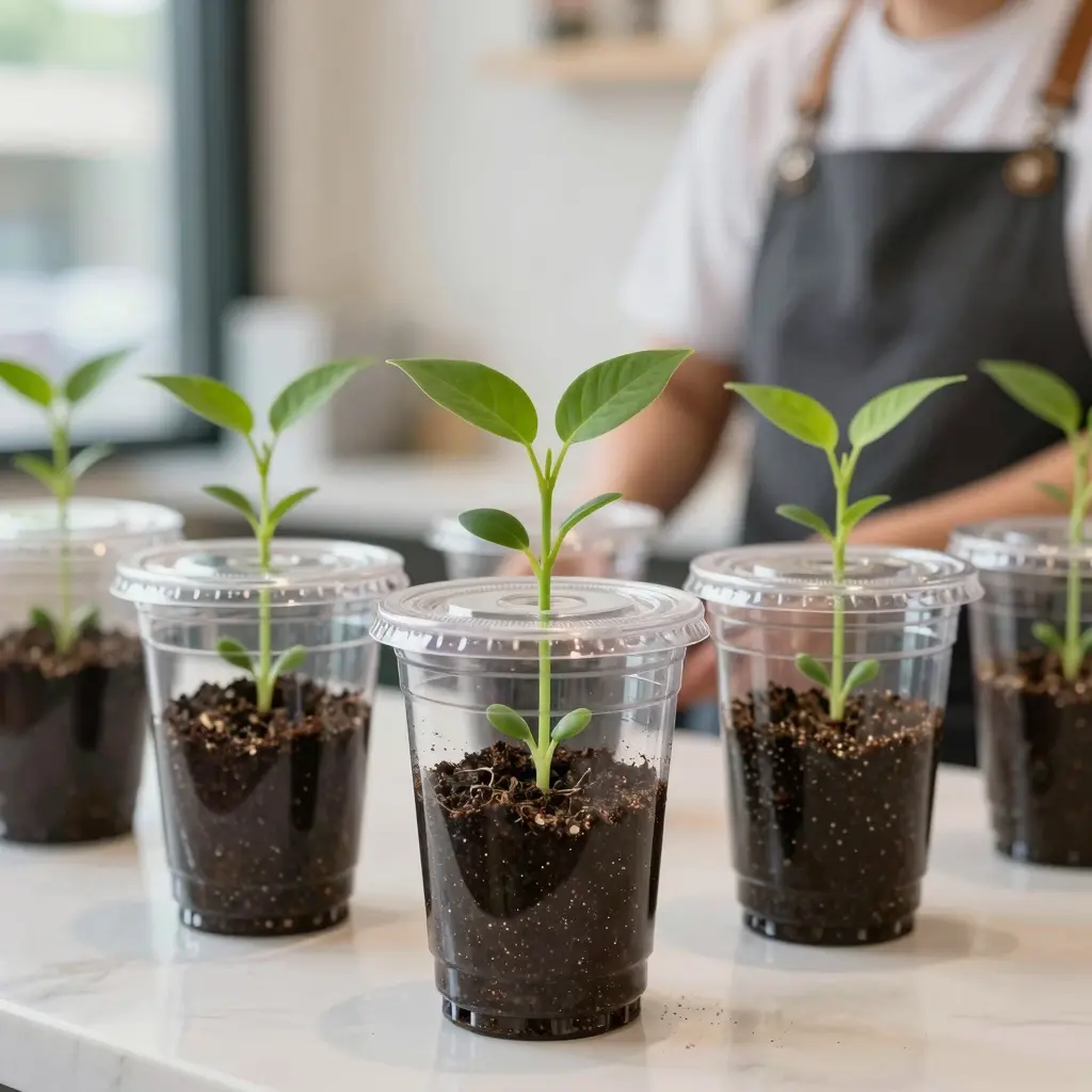 Clear Plastic Cups with Plants